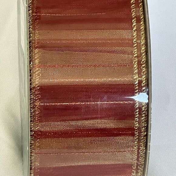 Kirkland Christmas Ribbon Wire-Edged Red Gold 50 Yards 2.5” Width - Picture 7 of 7